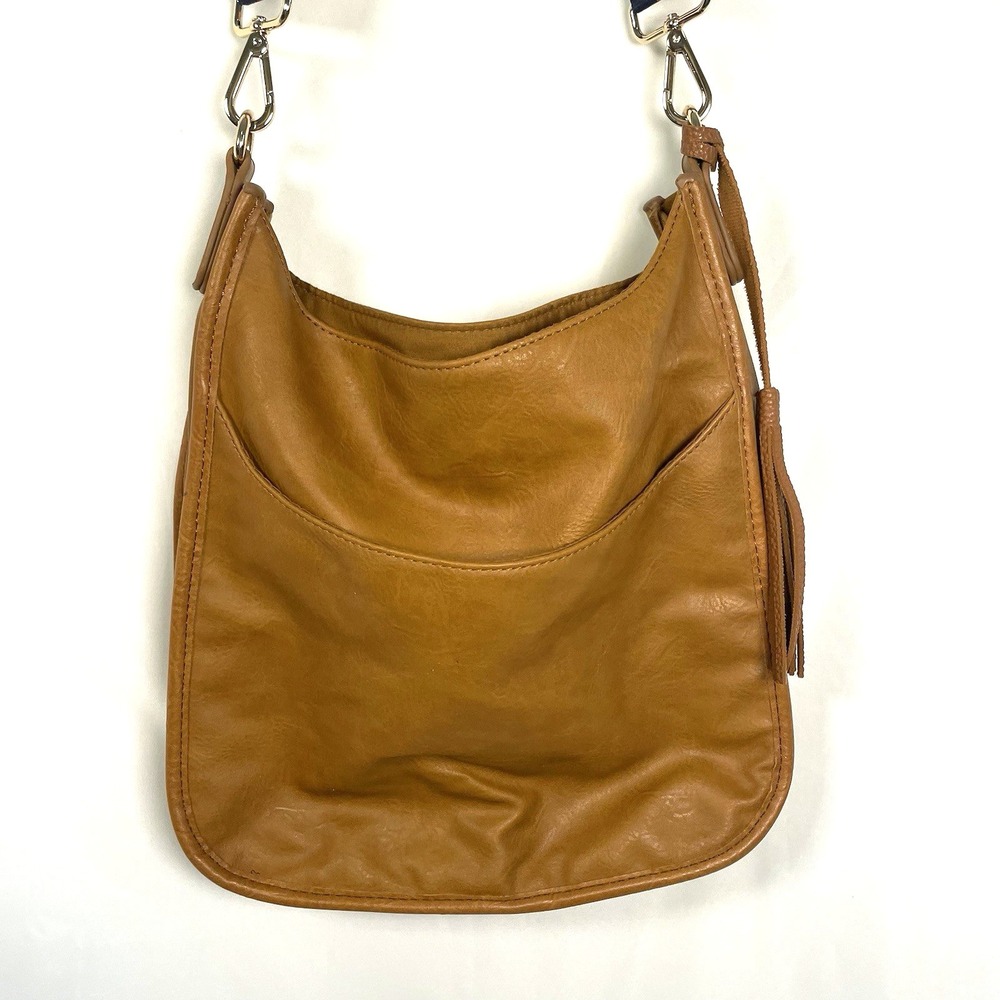 AHDORNED Brown Tan Crossbody Messenger Bag Purse Guitar Belt Strap fringe